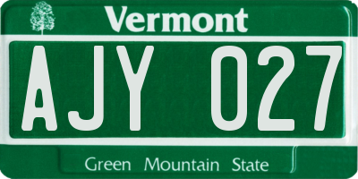 VT license plate AJY027