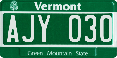 VT license plate AJY030