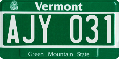 VT license plate AJY031