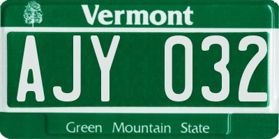 VT license plate AJY032