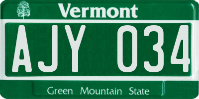 VT license plate AJY034
