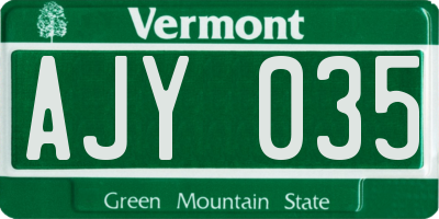 VT license plate AJY035