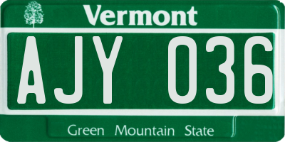 VT license plate AJY036