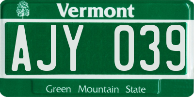 VT license plate AJY039