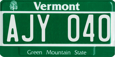 VT license plate AJY040