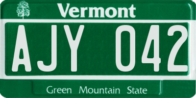 VT license plate AJY042