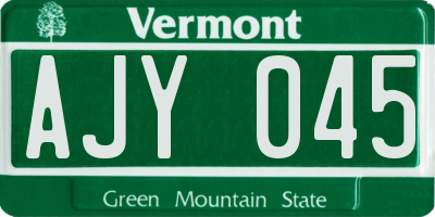VT license plate AJY045