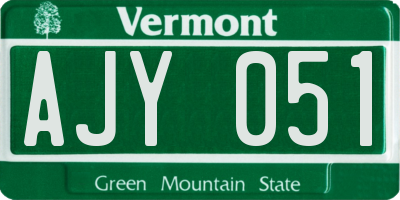 VT license plate AJY051