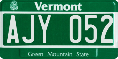 VT license plate AJY052