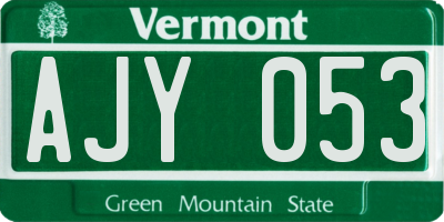 VT license plate AJY053