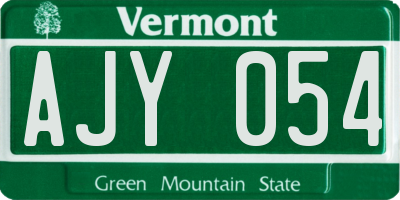 VT license plate AJY054