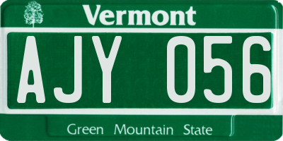 VT license plate AJY056