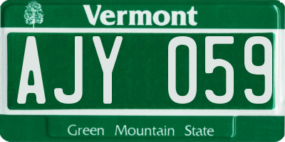 VT license plate AJY059