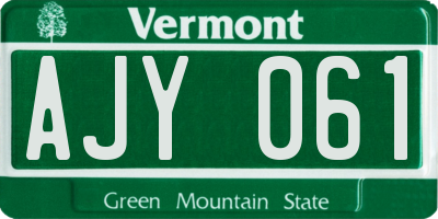 VT license plate AJY061