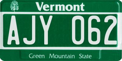 VT license plate AJY062