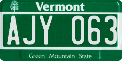 VT license plate AJY063