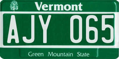 VT license plate AJY065