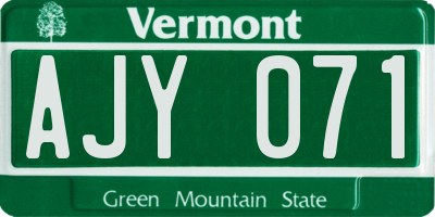 VT license plate AJY071