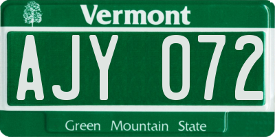 VT license plate AJY072