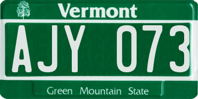 VT license plate AJY073