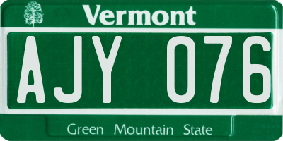 VT license plate AJY076