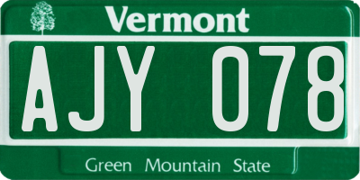 VT license plate AJY078