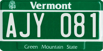 VT license plate AJY081
