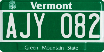 VT license plate AJY082