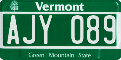 VT license plate AJY089