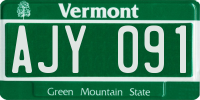 VT license plate AJY091
