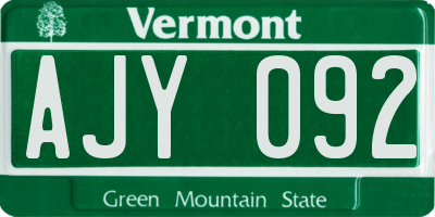 VT license plate AJY092