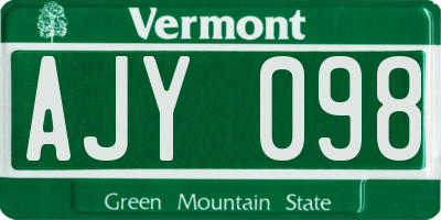 VT license plate AJY098