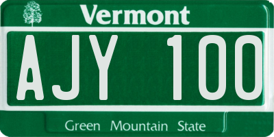 VT license plate AJY100