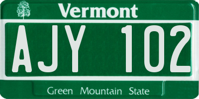 VT license plate AJY102