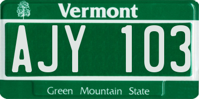 VT license plate AJY103