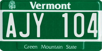 VT license plate AJY104