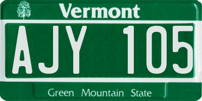 VT license plate AJY105