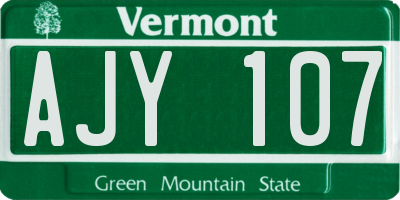VT license plate AJY107