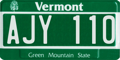 VT license plate AJY110
