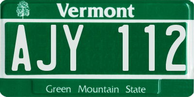 VT license plate AJY112