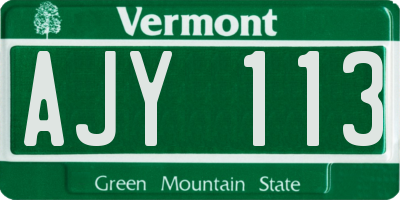 VT license plate AJY113