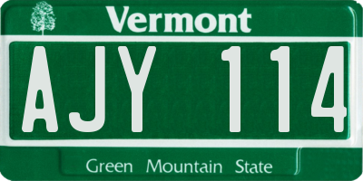 VT license plate AJY114