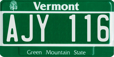 VT license plate AJY116