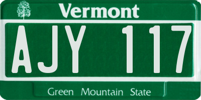 VT license plate AJY117