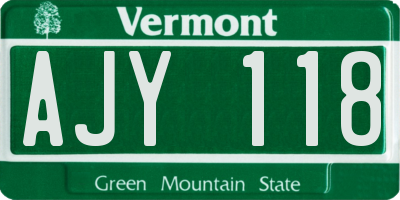 VT license plate AJY118