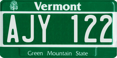VT license plate AJY122