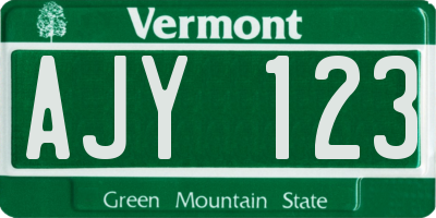 VT license plate AJY123