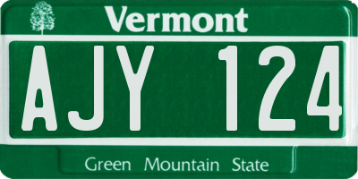 VT license plate AJY124