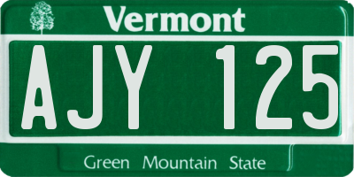 VT license plate AJY125