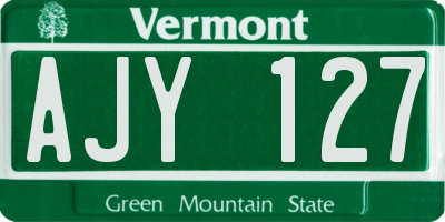 VT license plate AJY127